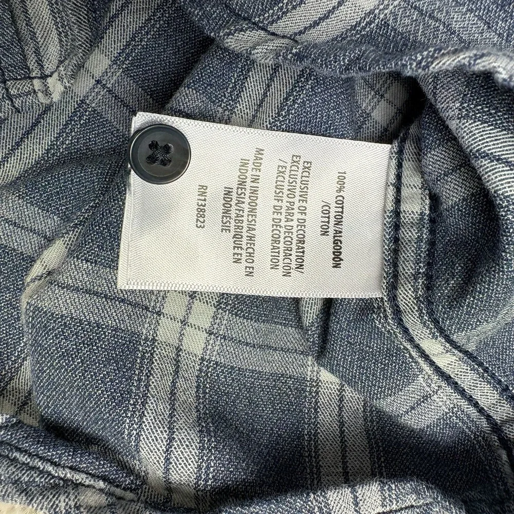 Cody James Mens Medium Pearl Snap Western Shirt Blue Plaid Long Sleeve Cowboy